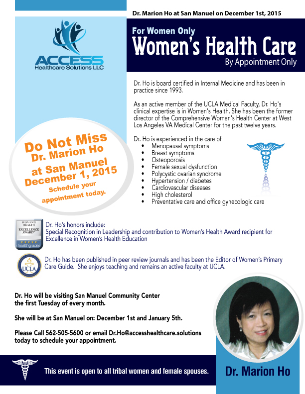 For Women Only – Women’s Health Care with Dr. Marion Ho, DEC 2015